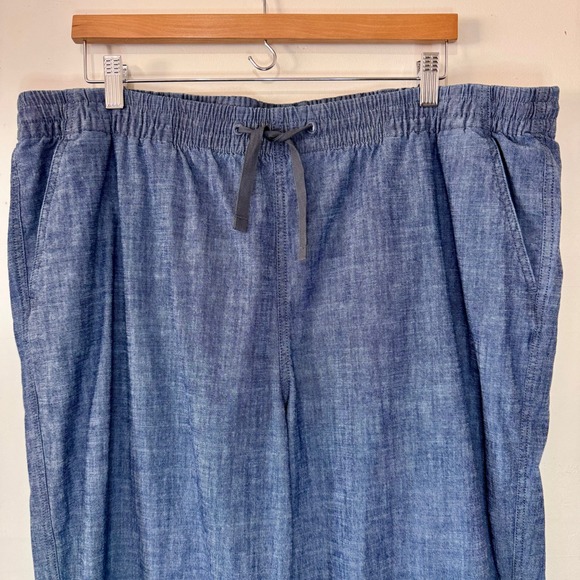 L.L. Bean Favorite Fit Drawstring Pants Size 18W Pull‎ On Cotton Chambray Casual - Picture 2 of 12
